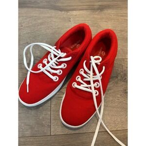 Merinos Women Red Australian Merino Wool Sneakers Low Top Lace Up Shoes Size 7